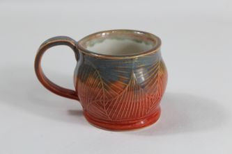 Coffee or tea mug, round belly and two color glaze