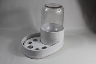 pumpless waterer with 1 gallon glass jar and removable drinking insert