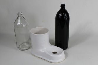 Pumpless EBI-Fountain with 1 hole and clear glass bottle reservoir